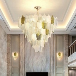 Krystall Elegant Bladformet Taklampe Med Pendellampe