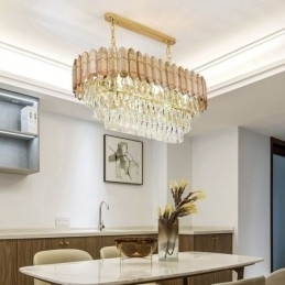 Moderne Krystall Pendellampe Luksuriøs Oval Taklampe