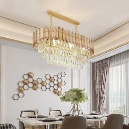 Moderne Krystall Pendellampe Luksuriøs Oval Taklampe