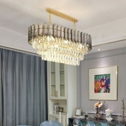 Moderne Krystall Pendellampe Luksuriøs Oval Taklampe