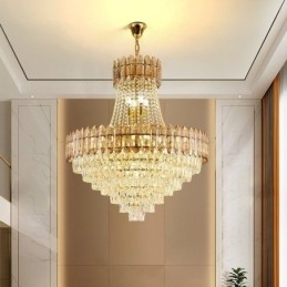 Moderne Gullkrystall Pendellampe Hengende Lampe