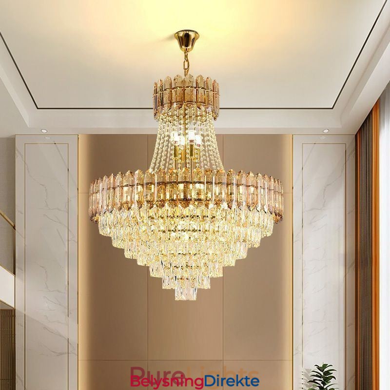 Moderne Gullkrystall Pendellampe Hengende Lampe
