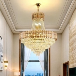 Moderne Gullkrystall Pendellampe Hengende Lampe