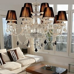 Elegant Krystalllysekrone Med 12 Lys