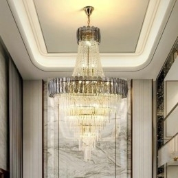Europeisk Elegant Krystall Pendellampe Konisk Taklampe