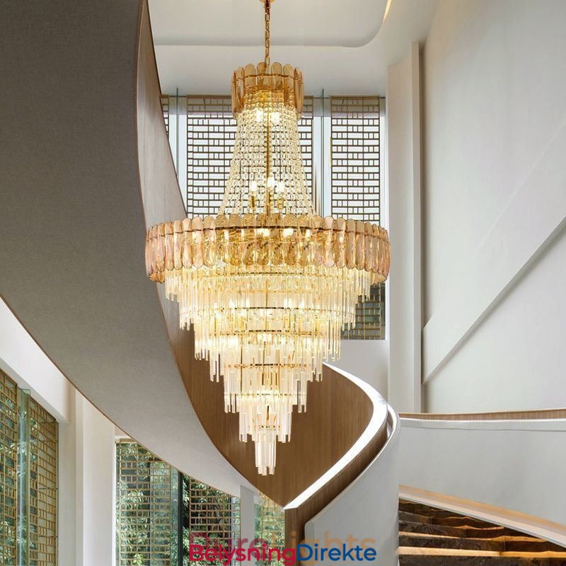Europeisk Elegant Krystall Pendellampe Konisk Taklampe
