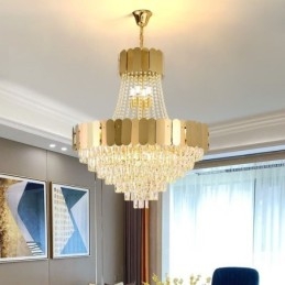 Moderne Krystallgull K9 Hengende Taklampe
