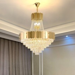 Moderne Krystallgull K9 Hengende Taklampe