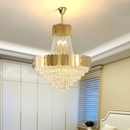 Moderne Krystallgull K9 Hengende Taklampe