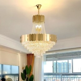 Moderne Krystallgull K9 Hengende Taklampe