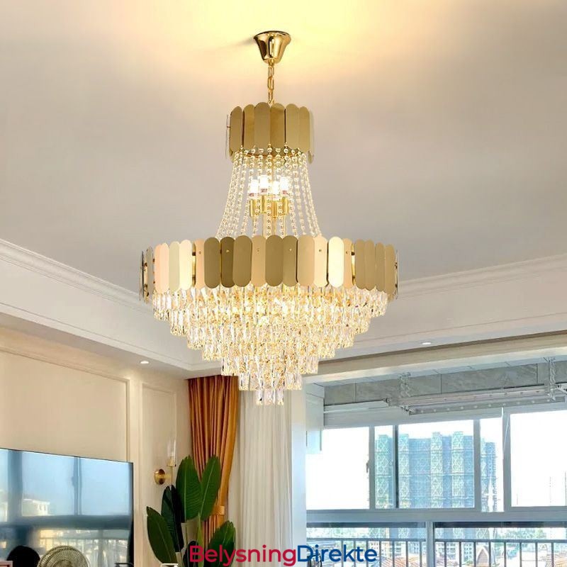 Moderne Krystallgull K9 Hengende Taklampe