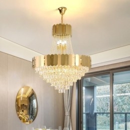 Moderne Krystallgull K9 Hengende Taklampe