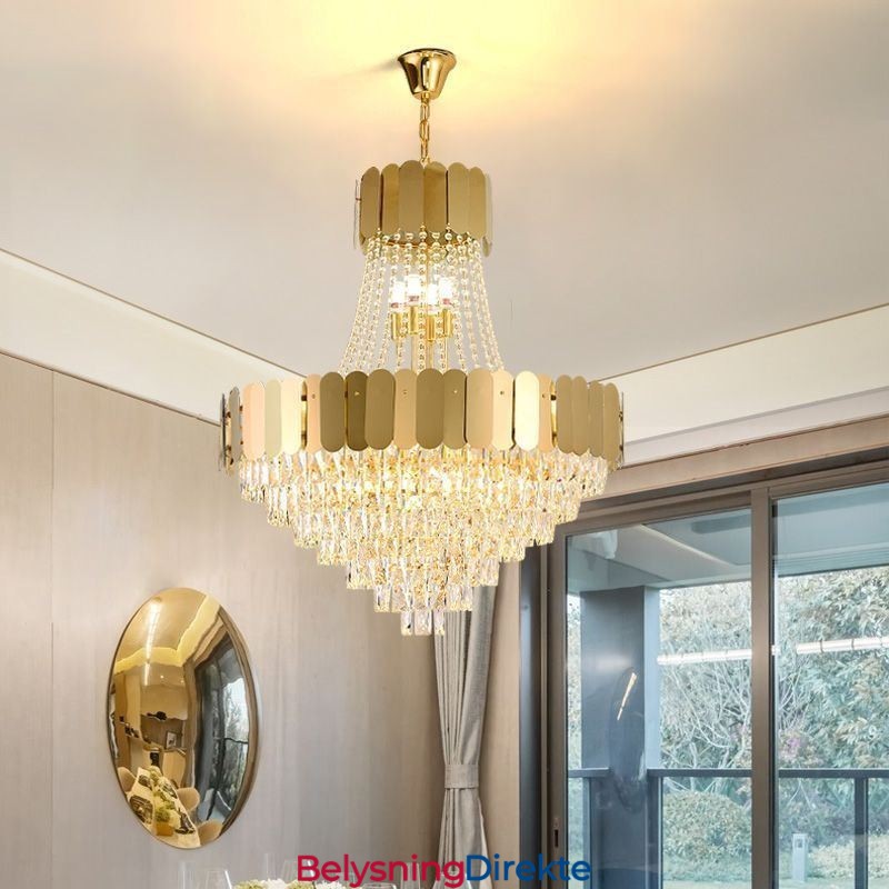 Moderne Krystallgull K9 Hengende Taklampe