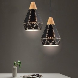 Industriell Retro Vintage Hengelampe Hul Lampeskjerm