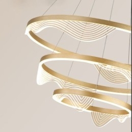 Pendellampe Golden Wave Ripple Hengelampe 3 Lys