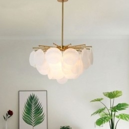 Moderne Hengende Lampe Med 6 Lys Og Glassform