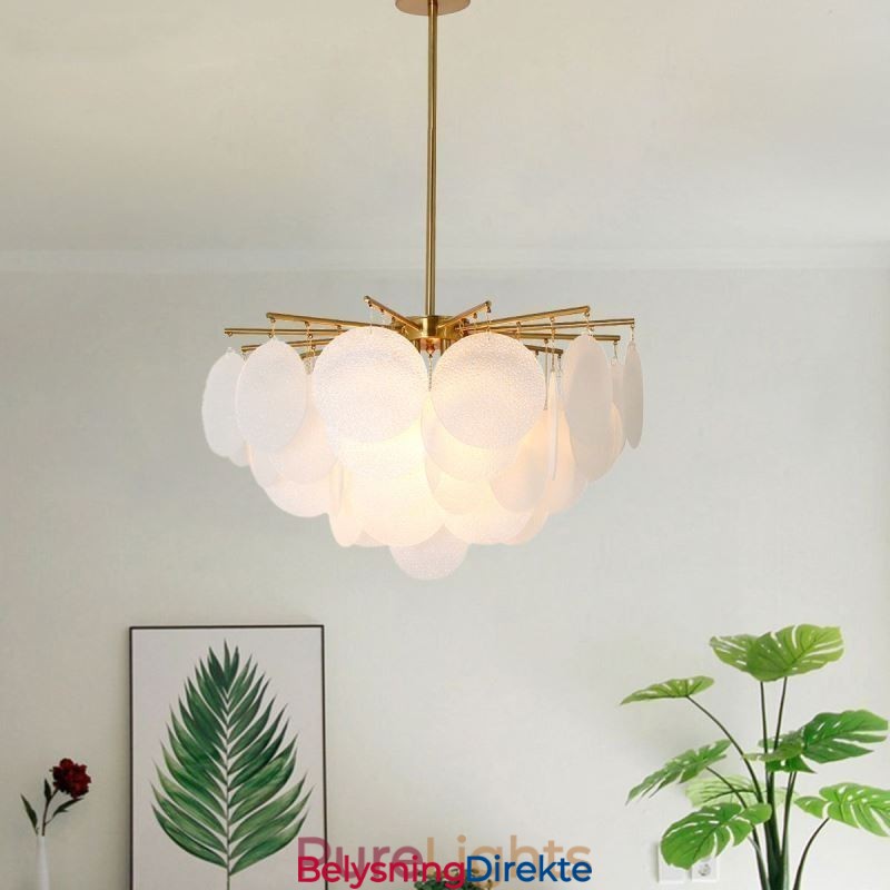 Moderne Hengende Lampe Med 6 Lys Og Glassform