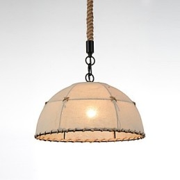 Halvrund Formet 1 Lys Pendellampe Vintage Stil Industristil Gul Stoff Og Metall Dråpelampe