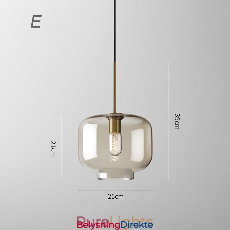 Minimalistisk Dekorativ Glasslampe I Konjakkfarget Glass