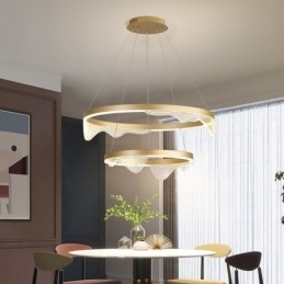 Golden Wave Ripple Pendellampe Taklampe Med 2 Lys