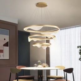 Pendellampe Golden Wave Ripple Hengelampe 3 Lys