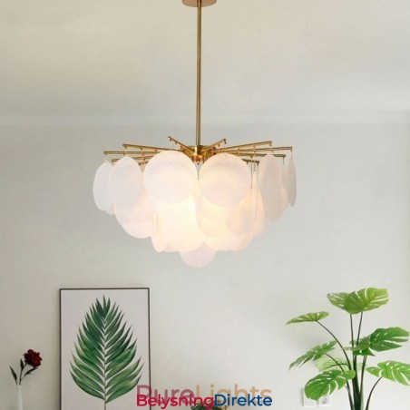 Moderne Hengende Lampe Med 6 Lys Og Glassform