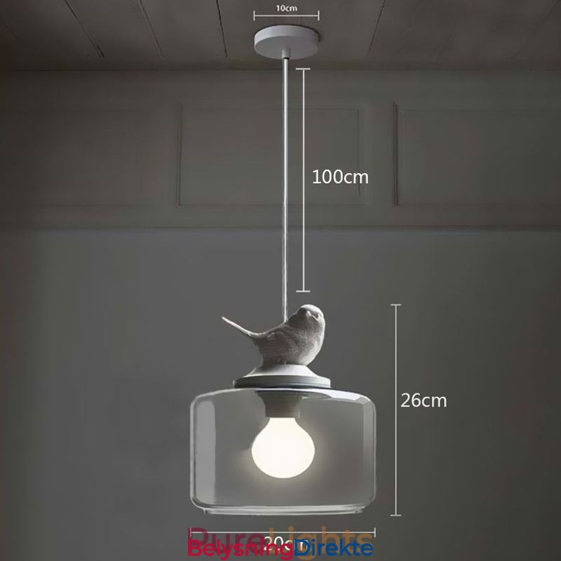 Retro-Stil Glass Pendellampe Little Bird Dekorativ Belysning