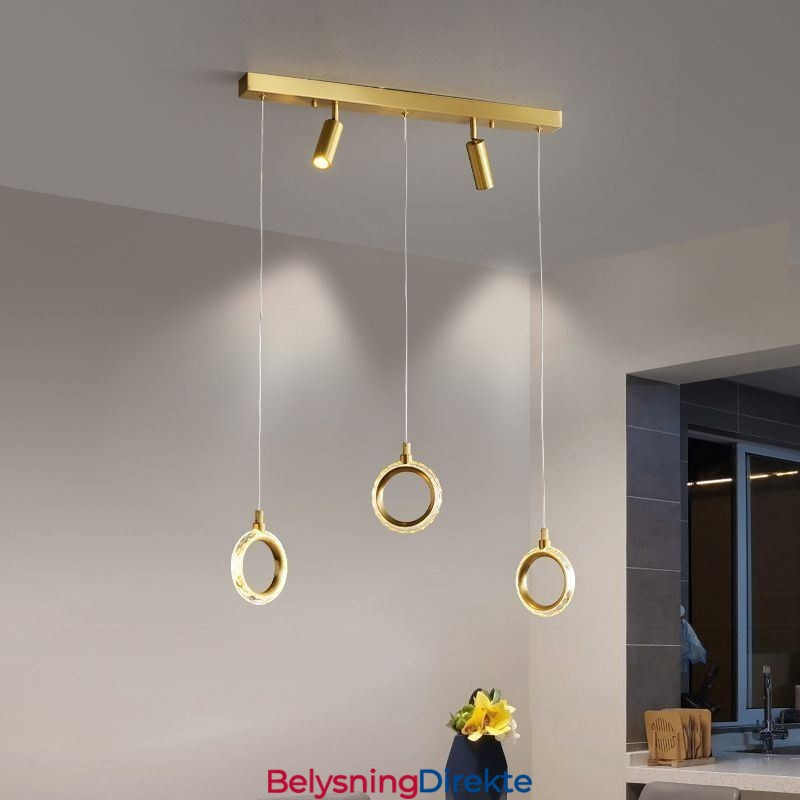 Pendellampe I Akryl Med Ringlampe Og Spotlight