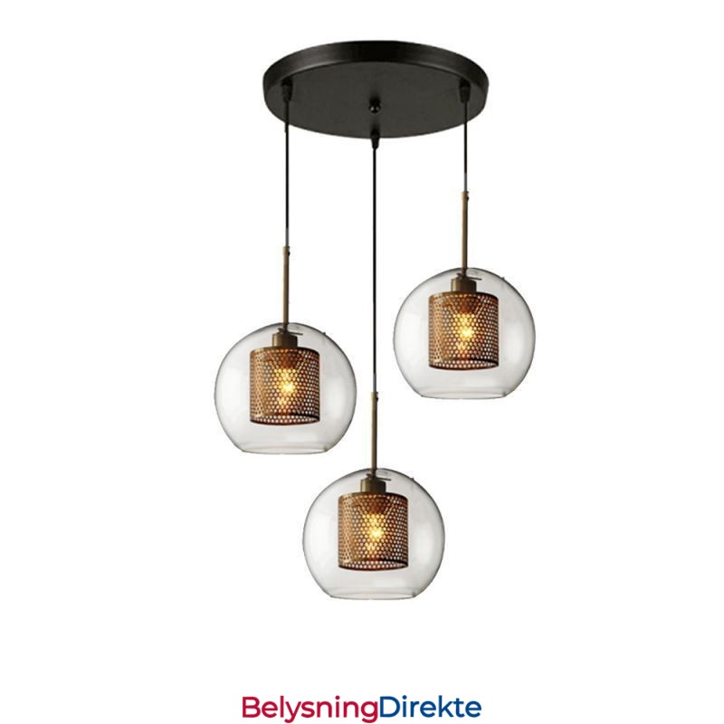 Minimalistisk Glassklyngependellampe Med 3 Lys, Taklampeøy