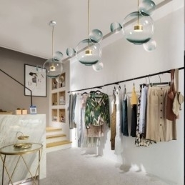 Pendellampe I Glass, Bobleformet Taklampe, Gradientgrønn Lampe