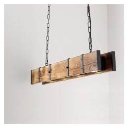 Industriell Stil Anhengslampe Rektangulær Tre Taklampe Øy