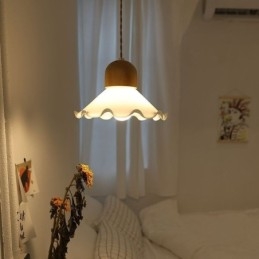 Moderne Blonde Glass Pendellampe Enkelt Hode Pendellampe