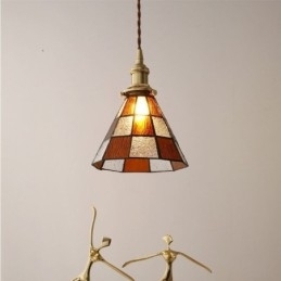 Retro Lattice Glass Pendellampe I Japansk Stil