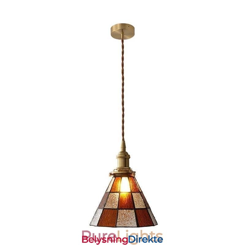 Retro Lattice Glass Pendellampe I Japansk Stil