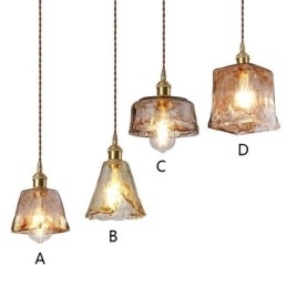 Unik Mini-Glass Pendellampe I Japansk Stil, Ravfarget Dekorativ Belysning