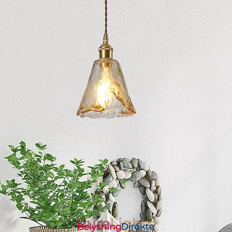 Unik Mini-Glass Pendellampe I Japansk Stil, Ravfarget Dekorativ Belysning