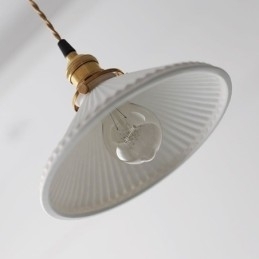 Retro Plissert Pendellampe I Japansk Stil I Keramikk