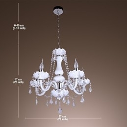 Elegant Krystalllysekrone Med 5 Lys I Hvitt