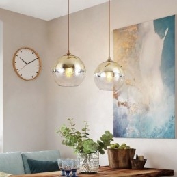 Kreativ Jern+Glass Kuleformet Anhengslampe Dekorativ Belysning