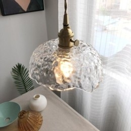 Uregelmessig Messingglass Pendellampe Hammer Glass Taklampe