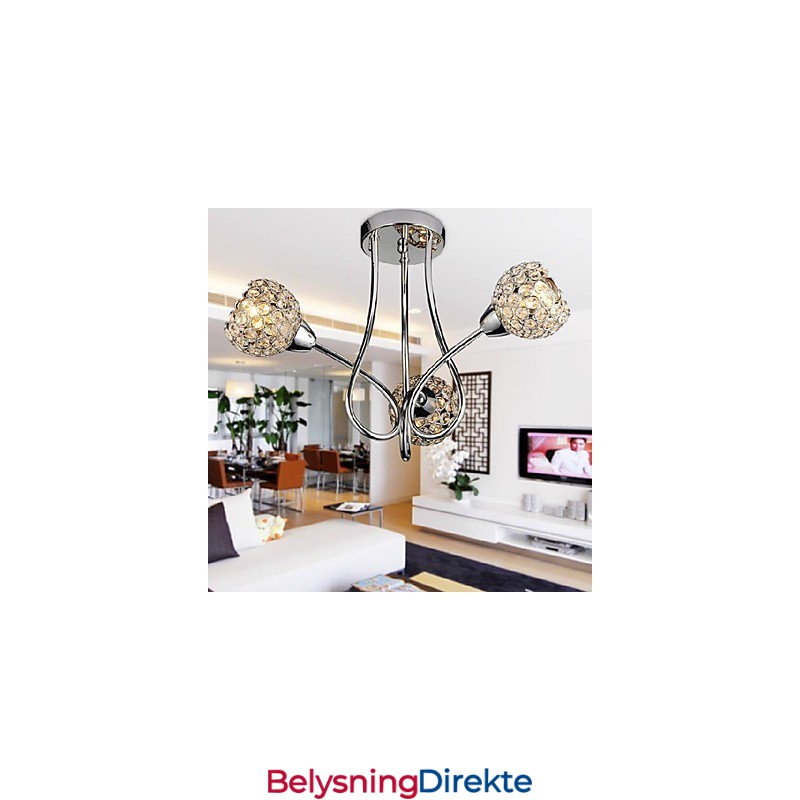Moderne Skinnende 3-Lyss Innfelt Lampe I Krystalldesign