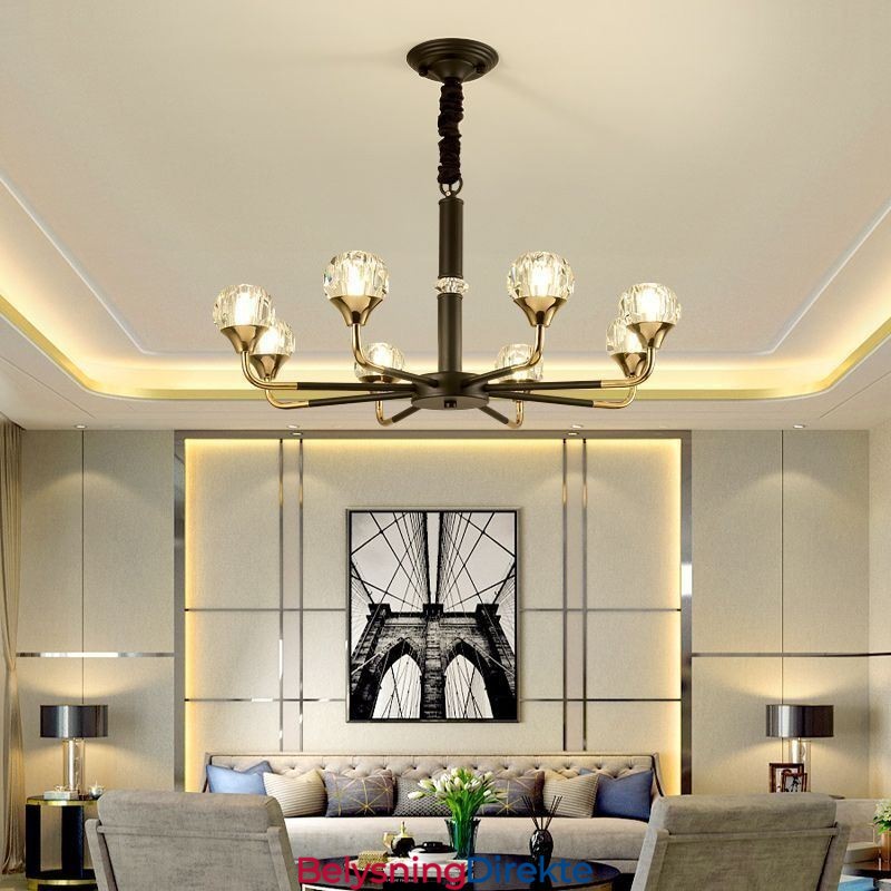 Moderne Krystallanhengslampe Elegant Krystalllysekrone