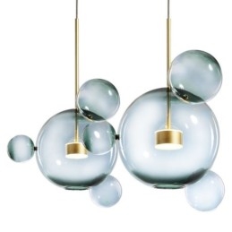 Pendellampe I Glass, Bobleformet Taklampe, Gradientgrønn Lampe