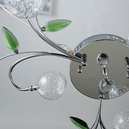 Lysekrone Med 6 Lys Landlig Aluminium Glass Krom