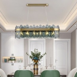Minimalistisk Glassanhengslampe Unik Farge Rektangulær Taklampe Øy