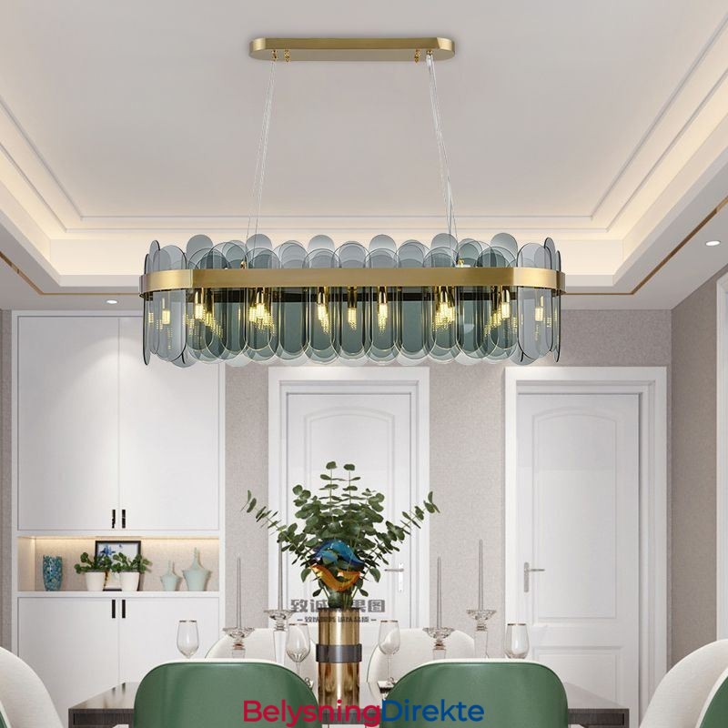 Minimalistisk Glassanhengslampe Unik Farge Rektangulær Taklampe Øy