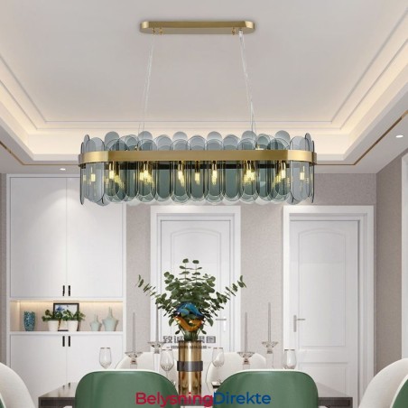 Minimalistisk Glassanhengslampe Unik Farge Rektangulær Taklampe Øy