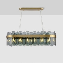 Minimalistisk Glassanhengslampe Unik Farge Rektangulær Taklampe Øy