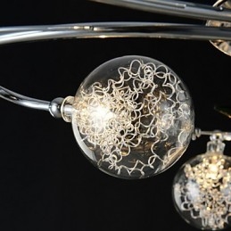 Lysekrone Med 6 Lys Landlig Aluminium Glass Krom