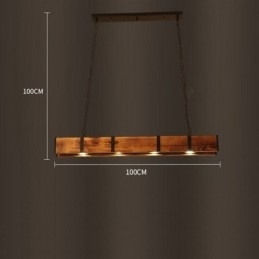 Industriell Stil Anhengslampe Rektangulær Tre Taklampe Øy